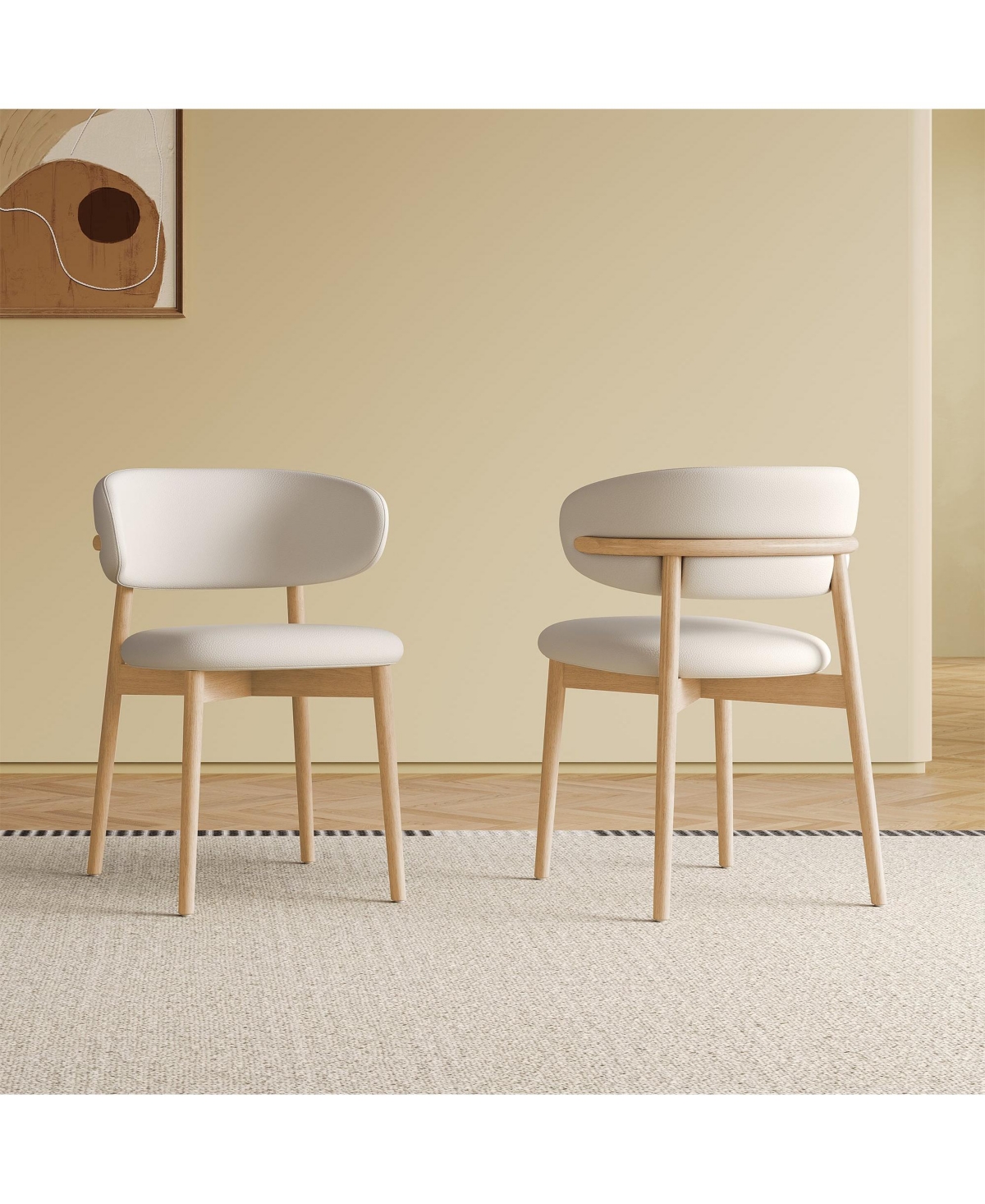 Boyel Living Mid-Century Modern Dining Chairs Set of 2 with Wooden Legs for Kitchen and Room