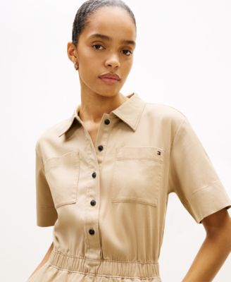 Women's Utility Shirt Short-Sleeve Jumpsuit