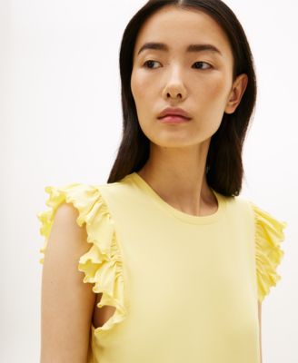 Women's Frill-Sleeve Crew Neck Top