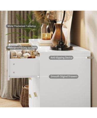 Fluted Dresser for Bedroom with 8 Drawers,55" Wide Modern Chest of Wooden Drawers