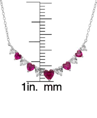 2-Pc. Lab Grown Pink Sapphire (3.58 ct. t.w.) & White Sapphire (1.36 ct. t.w.) Graduated Heart Necklace with Earrings Set in Sterling Silver