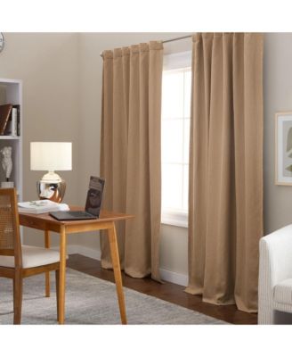 Arlo Solid Linen 100% Blackout, Back Tab/Rod Pocket Top Curtain Panels (Set of 2)