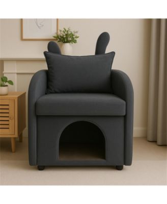 Cat & Dog Hideaway with Scratch-Resistant Fabric,Side Pocket