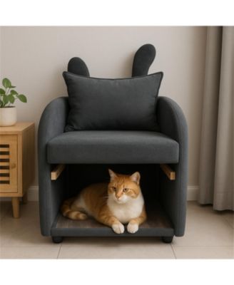 Cat & Dog Hideaway with Scratch-Resistant Fabric,Side Pocket