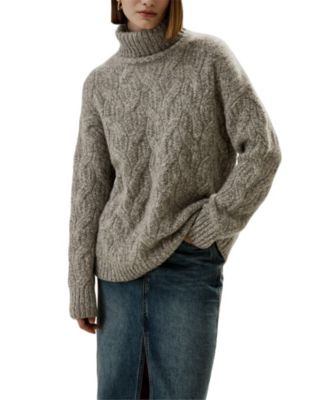 Women's Cable-Knit Cashmere Turtleneck Sweater