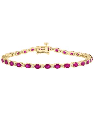 Ruby (6-1/3 ct. t.w.) & Diamond (1/20 ct. t.w.) Bracelet in 14k Yellow Gold Over Sterling Silver