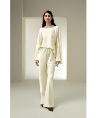 Women's Silk Charmeuse Crewneck Blouse