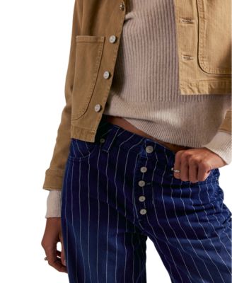 Juniors' Striped Mid-Rise Jeans