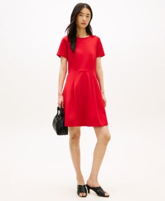 Women's Pleated Short-Sleeve Dress