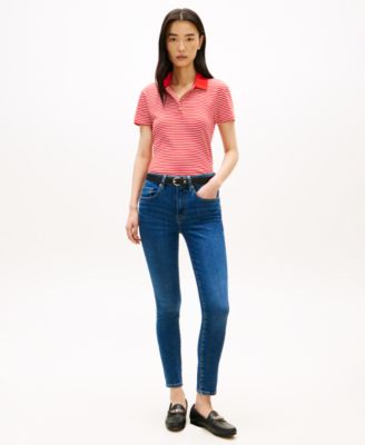 Women's Denim Dark Blue Skinny Ankle Jeans