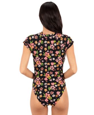 Women's Crew Neck Max Hibiscus Dream Floral Print Surf Swimsuit