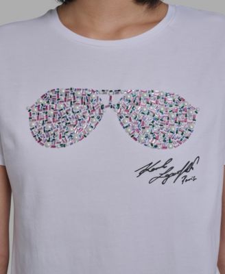 Women's Crew Neck Multi Jeweled Sunglass T-Shirt