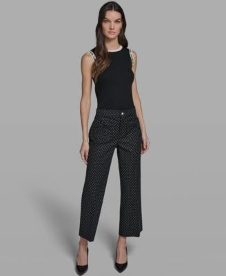 Women's Mid-Rise Polka Dot Bow Pants