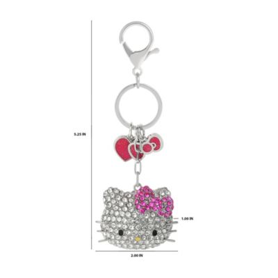 Sanrio Crystal Keychain with Pink Bow & Heart Charm
