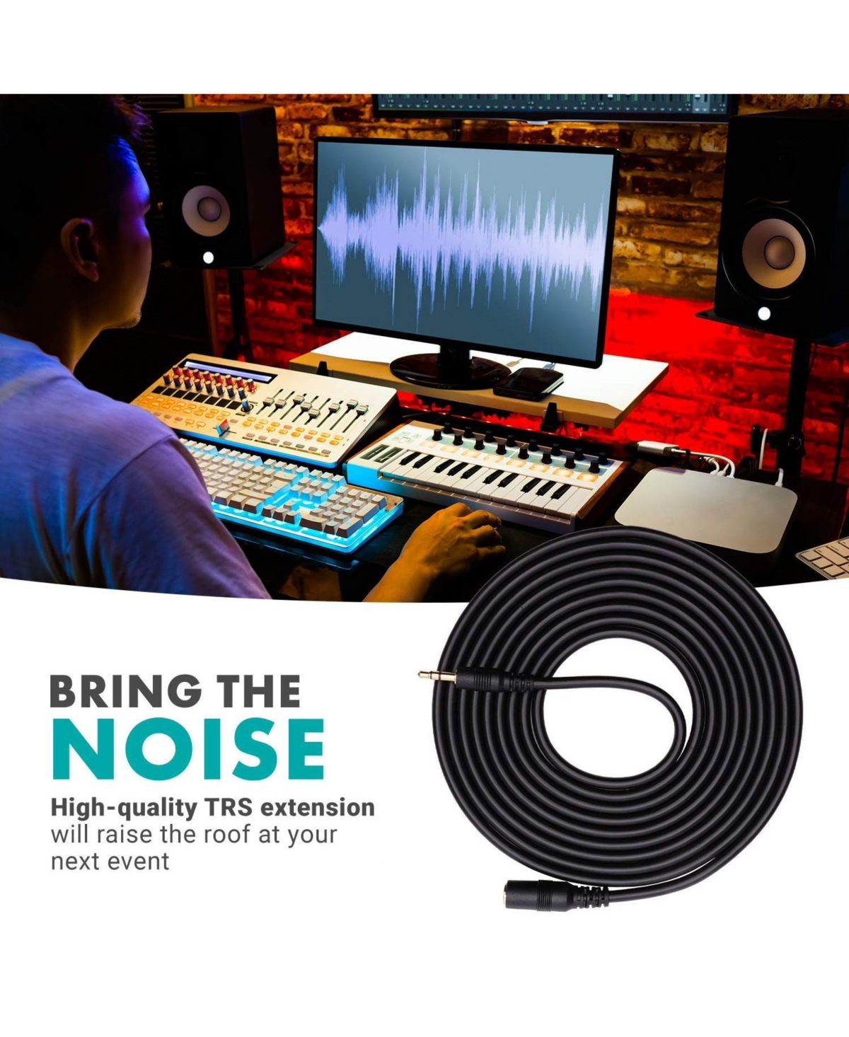 Movo MC10 3.5mm Trs Female to Male Extension Cable