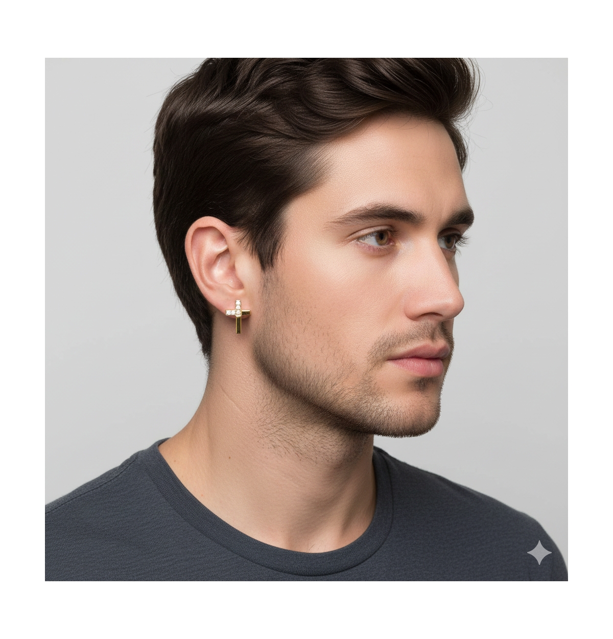 Metallo Stainless Steel, Polished & Cz Cross Studs