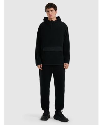 Men's regular fleece with hood - black