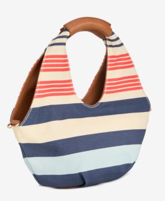 Alyii Stripe Canvas Top Handle Bag