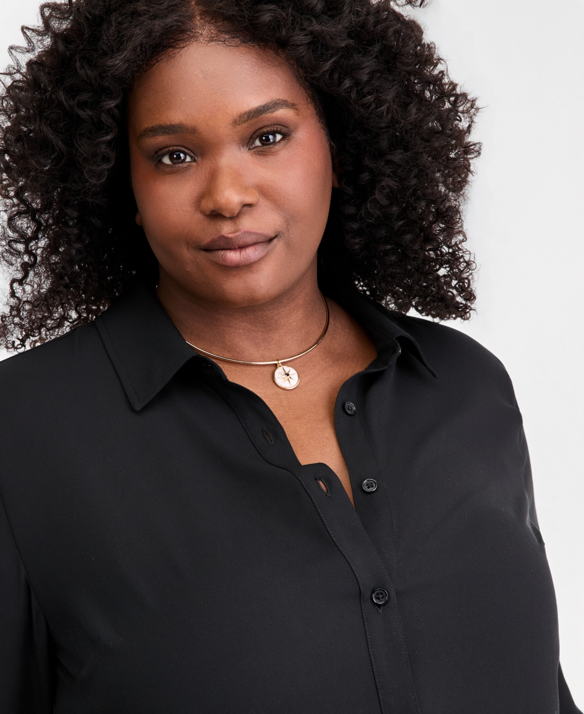 On 34th Trendy Plus Collared Button-Front Shirt, Macy's Exclusive