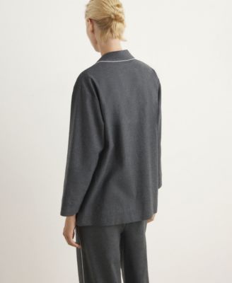 Women's Contrasting Piping Cotton Flannel Shirt