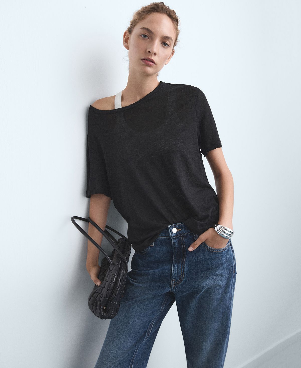 Mango Women's Slit Straight-Leg Jeans view 3 — MAYCSS fashion products