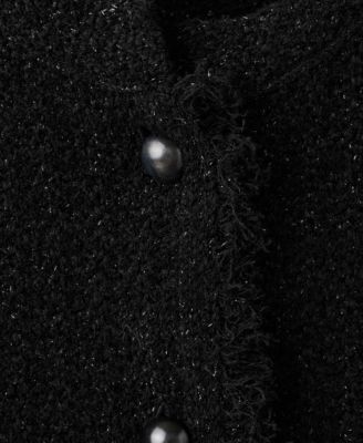 Women's Frayed Trims Tweed Cardigan