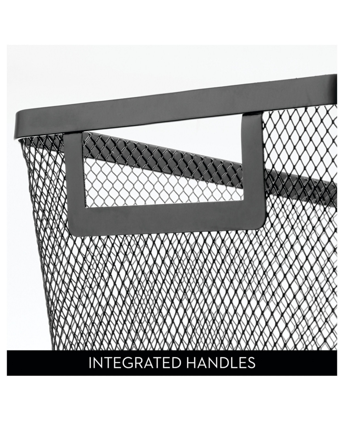 mDesign Metal Mesh Pantry Basket with Handles - Set of 4 - Matte Black
