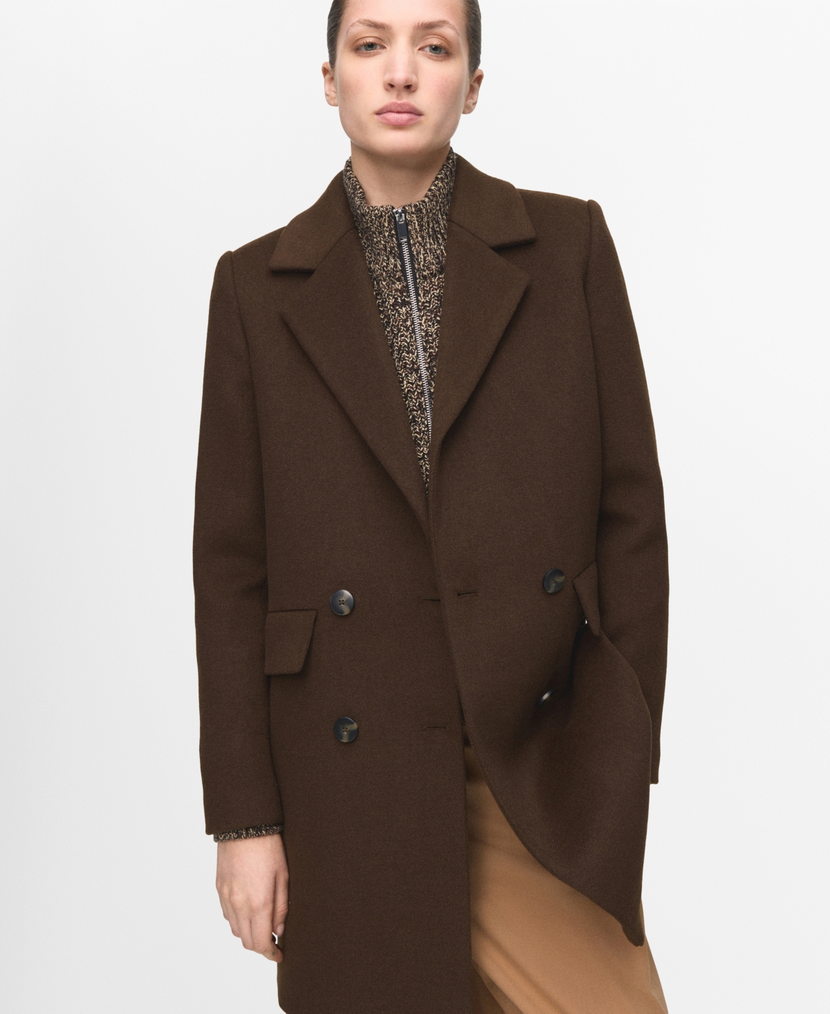 Mango Women's Double-Breasted Wool Blend Coat