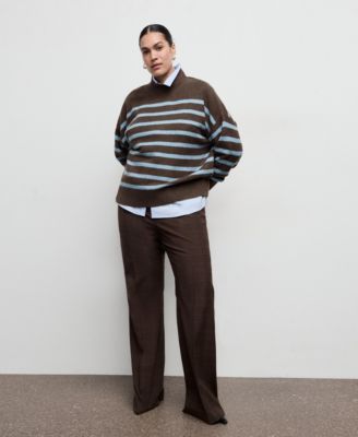 Women's Oversized Striped Turtleneck Sweater