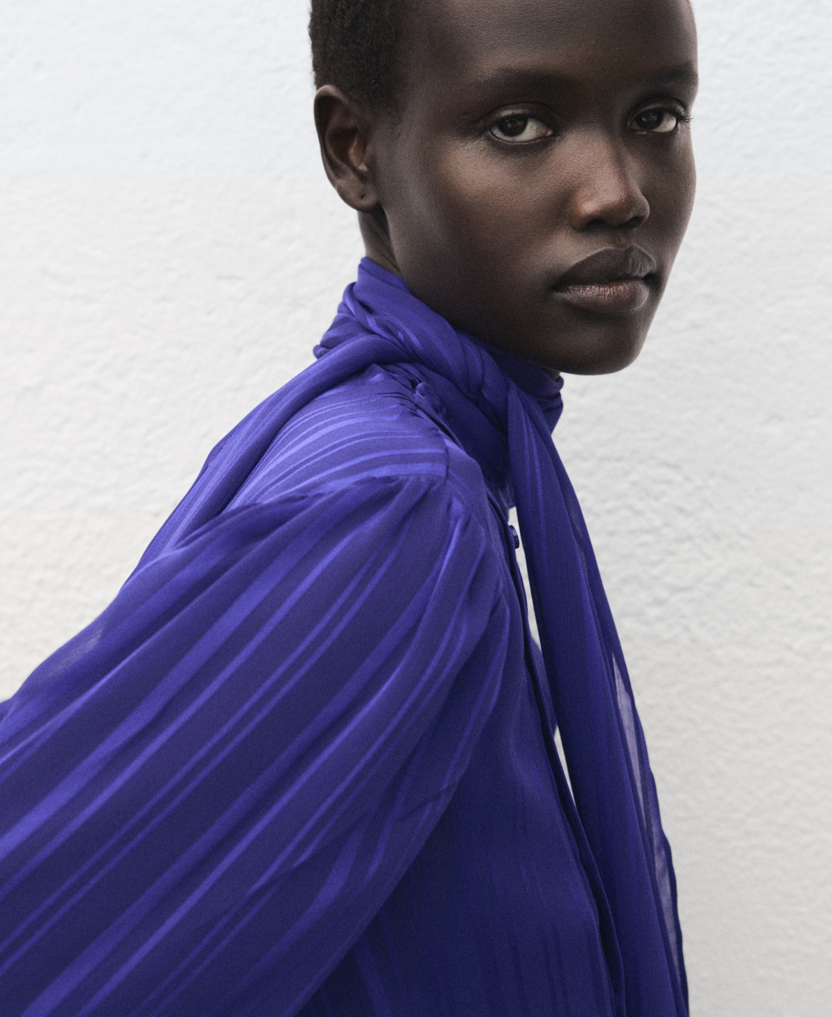 Mango Women's Scarf Striped Blouse