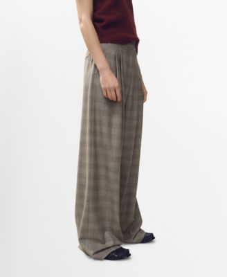 Women's Wide-Leg Check Suit Pants