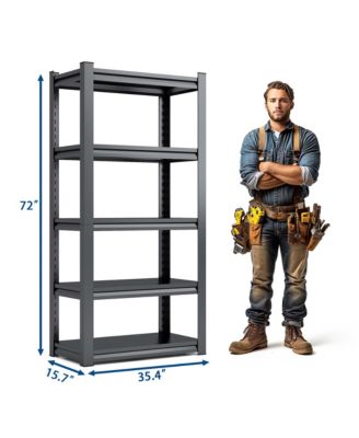 72"H 5 Tier Metal Shelves for Storage Garage Shelves Adjustable Garage Shelf Industrial Shelving Unit Storage Utility Rack