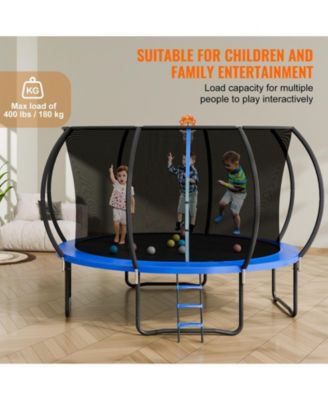  Trampoline, 12 ft, 400-Lb Capacity, Enclosure Net, Ladder & Curved Poles, Jumping Mat & Spring Pad, Outdoor