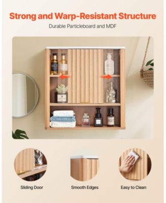 Bathroom Wall Cabinet, Single Door, Adjustable Shelf, Wall-Mounted Over-Toilet Storage w/ Open Shelves