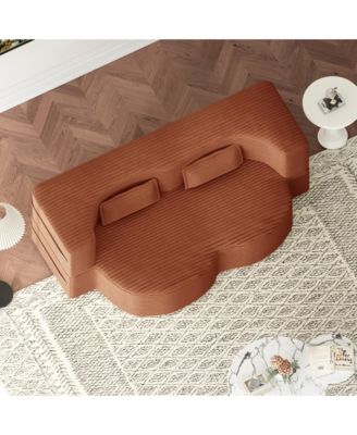 Boyel Living Modern Convertible Floor Sofa with 2 Pillows, Plush Corduroy Foam-Filled Sleeper Sofa Bed, 78" Full-Size Folding Mattress