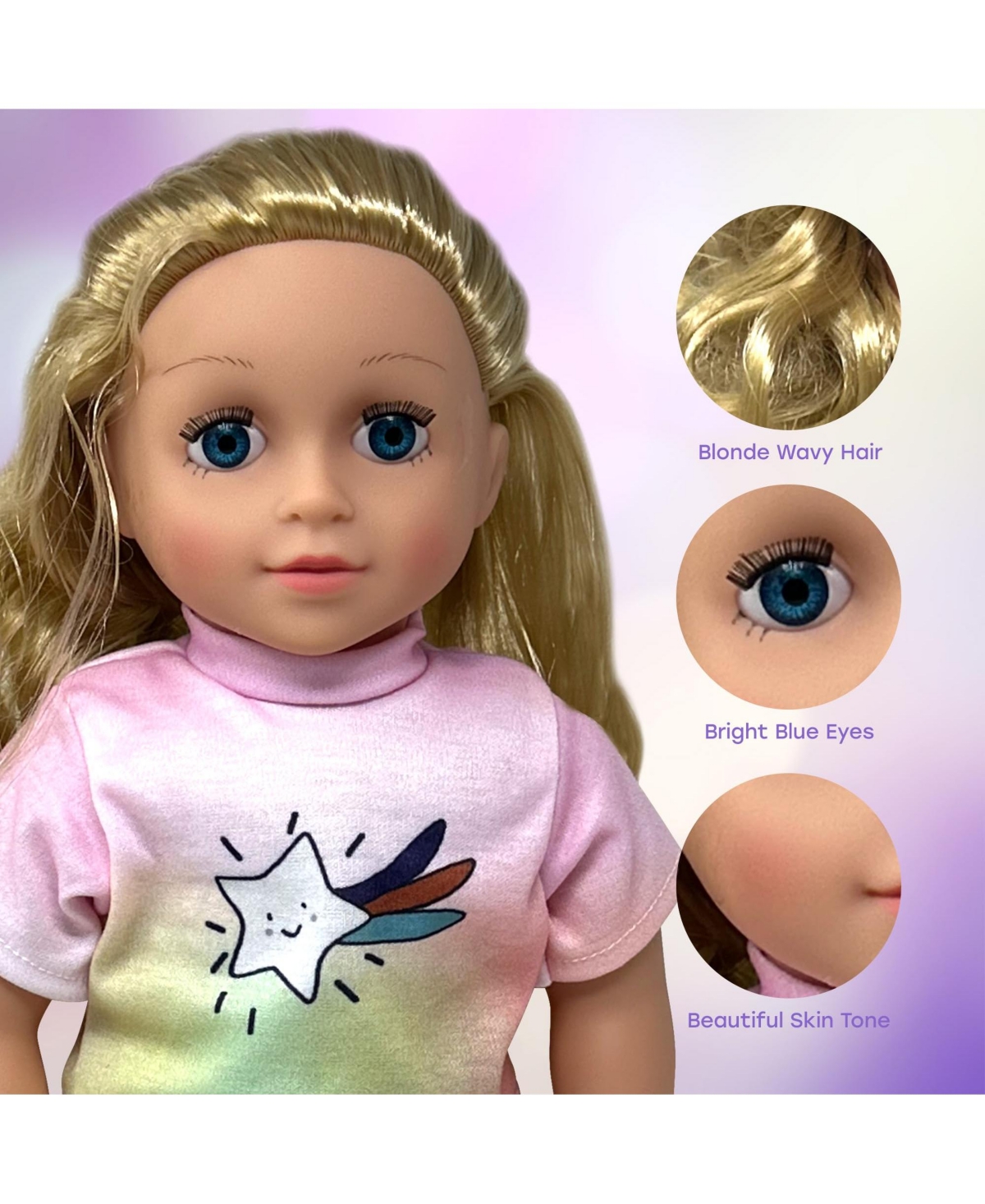 18 Inch Dolls with Soft Hair and Accessories – Soft Body 18 inch Doll with Poseable Vinyl Arms & Legs, Dress Outfit – Cute 18" Doll Set for Girls