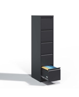 5 Drawer Metal Vertical File Cabinet with Lock Office Home Steel Vertical File Cabinet for A4 Legal