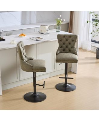 Set of 2 PU Swivel Bar Stools Adjustable Seat Height for Dining Pub