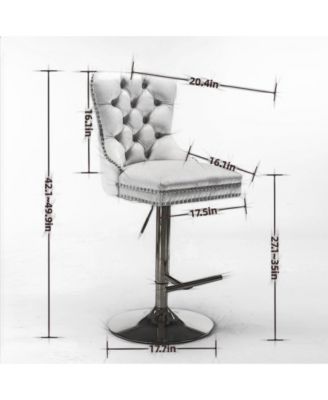 Set of 2 PU Swivel Bar Stools Adjustable Seat Height for Dining Pub