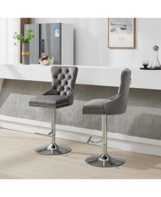 Set of 2 PU Swivel Bar Stools Adjustable Seat Height for Dining Pub