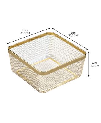 Metal Mesh Pantry Basket for Kitchen Storage - Set of 2 - Gold