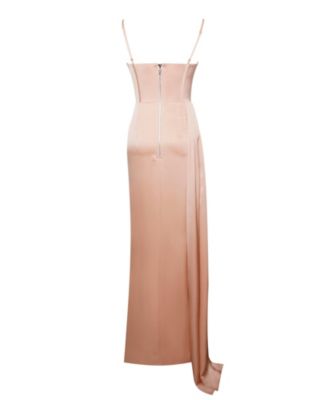 Women's Elayna Blush Strappy Satin Corset High Slit Gown