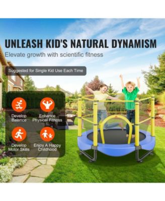Kids Trampoline, 5 ft (60"), Indoor/Outdoor w/ Enclosure Net, Basketball Hoop & Balls, Ages 3