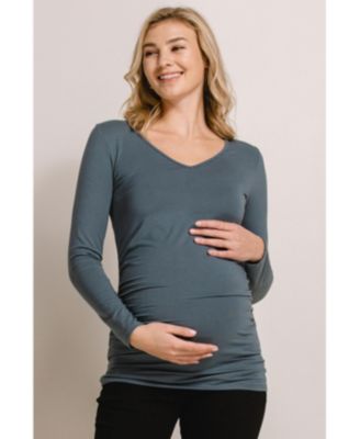 Maternity Casual Side Ruched Long Sleeve Top