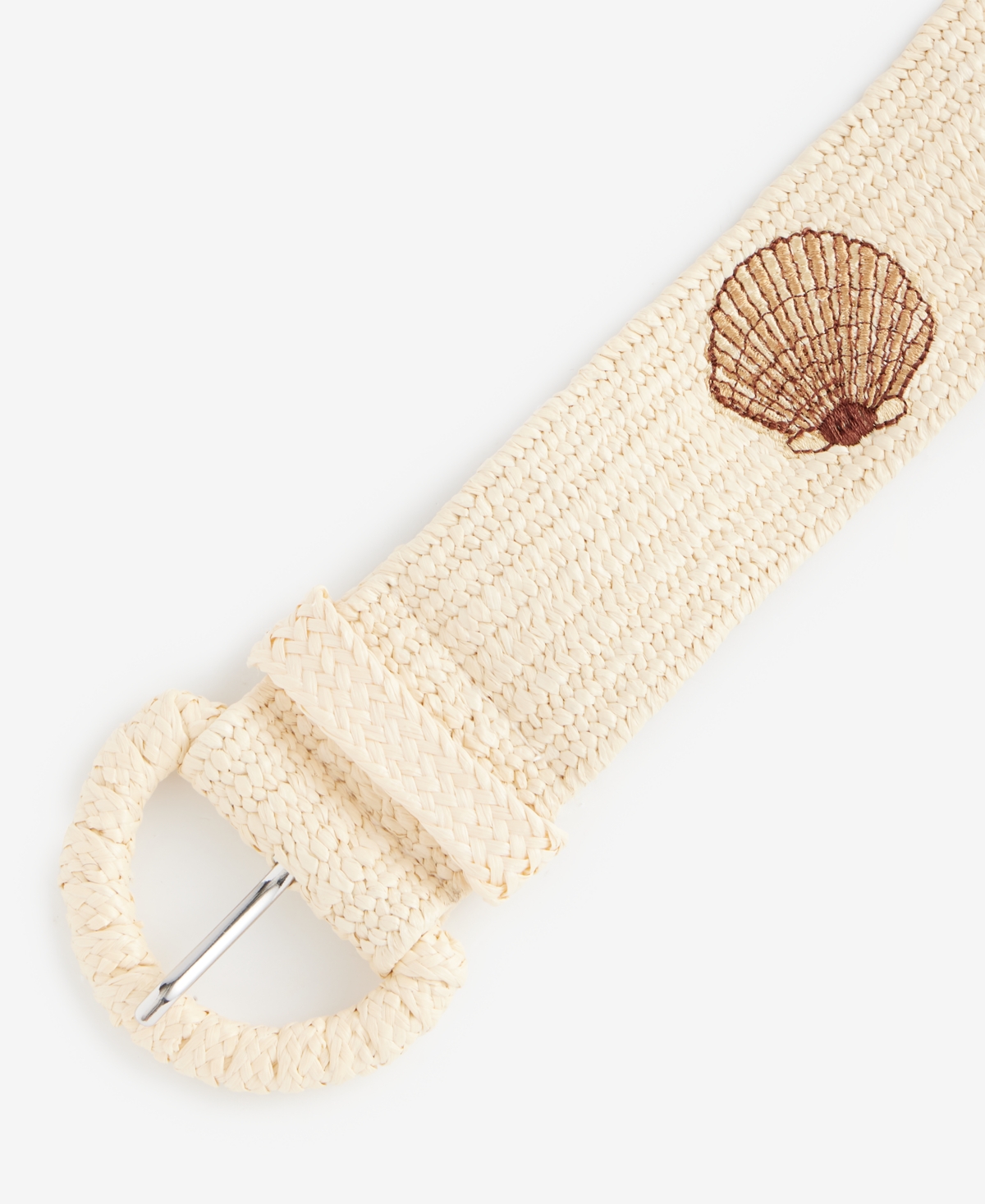 On 34th Women's Embroidered-Shell Straw Stretch Belt, Macy's Exclusive