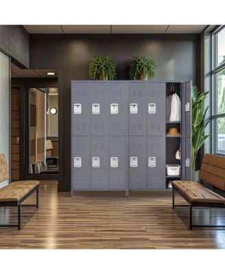 6 Door 72"H Metal Lockers With Lock for Employees, Storage Locker Cabinet for Home Gym Office School Garage, Gray
