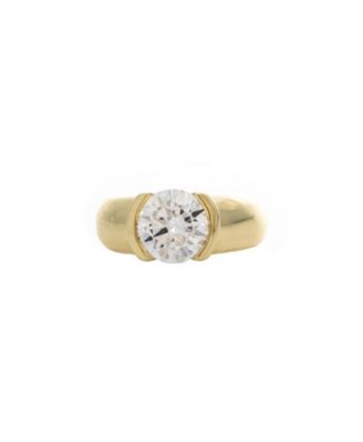 Round Semi-Bezel Set Cubic Zirconia Solitaire Ring