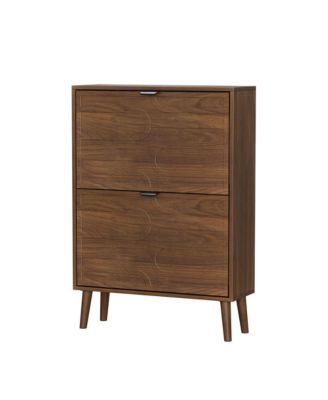 Modern Shoe Cabinet with 2 Flip Drawers for Corridors and Entrances