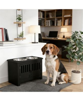 23.5 in. Wide Dog Bowls with Food Storage Cabinet