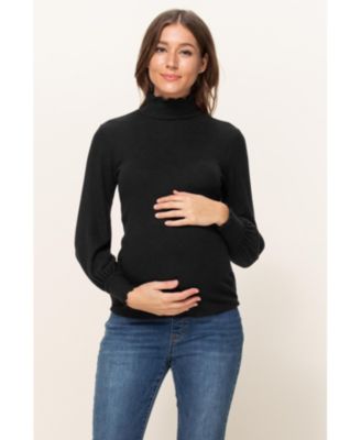 Maternity Turtleneck Ribbed Knit Long Sleeve Sweater